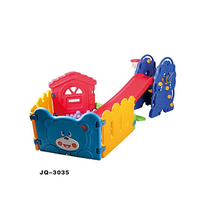 New Great Fun Cartoon Animal Kids Baby Toys Combination Slide Home Indoor Small Plastic Children Play Slides With Ball Pool