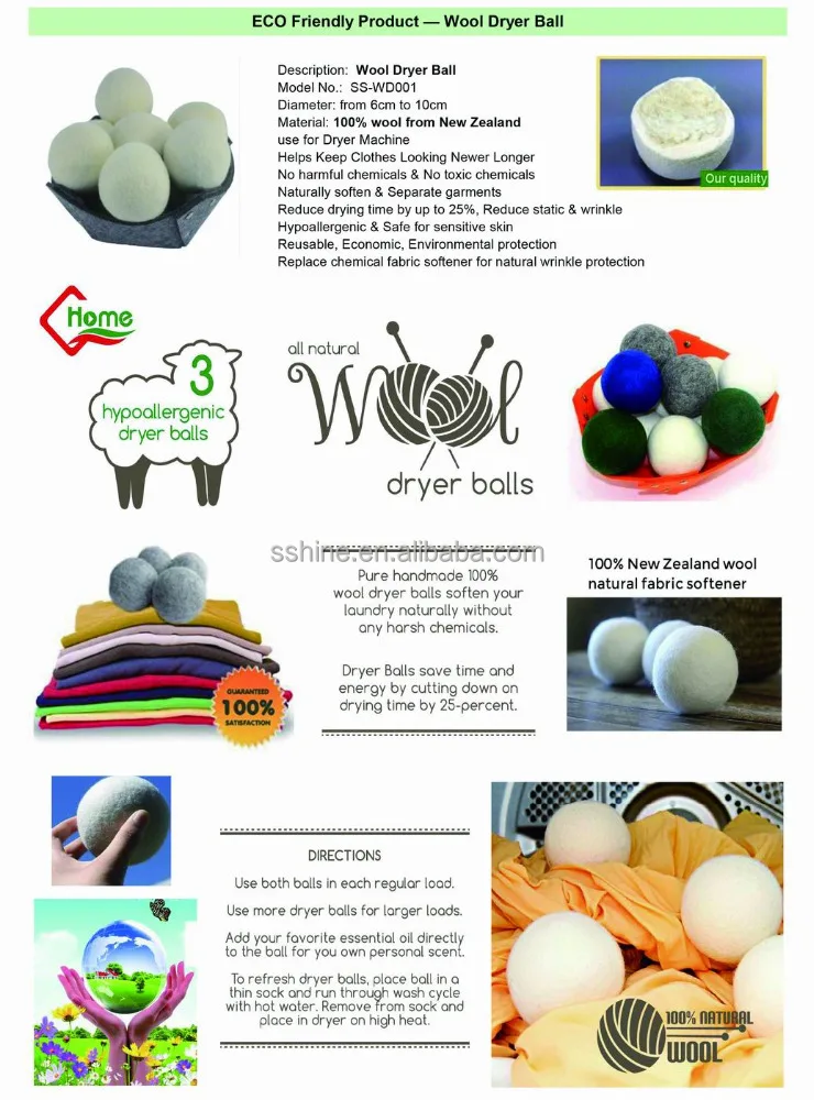 Wool Dryer Balls 100% New Zealand wool