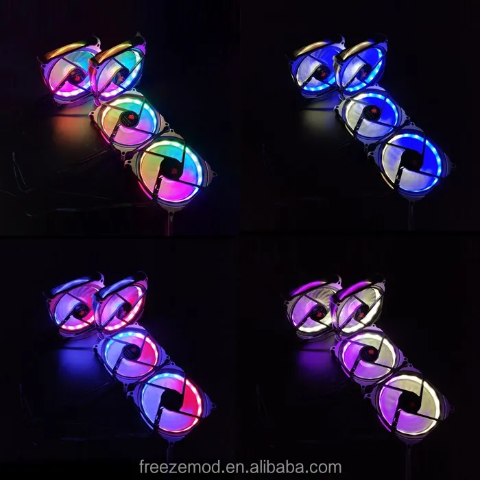 12V DC 120mm PC cooler LED computer fan RGB rainbow fan. FAN-QC