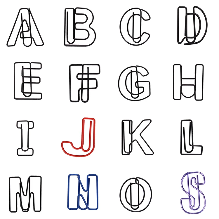 letters of an alphabet paper clip