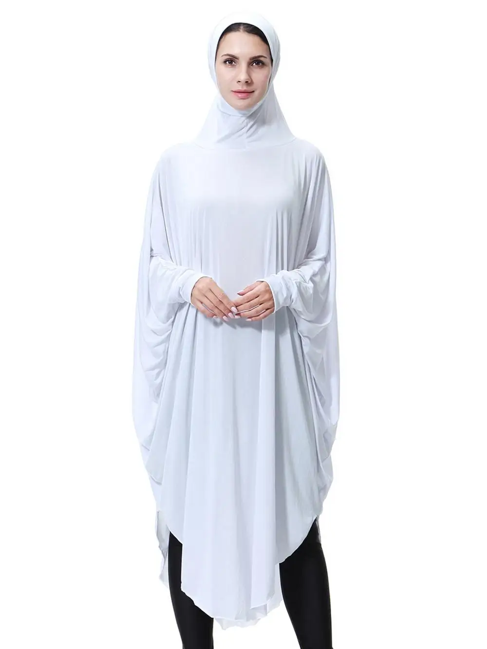 Wholesale Latest Design Muslim Dress Beautifully long solid color Abayas jilbab one piece hijab scarf shawl