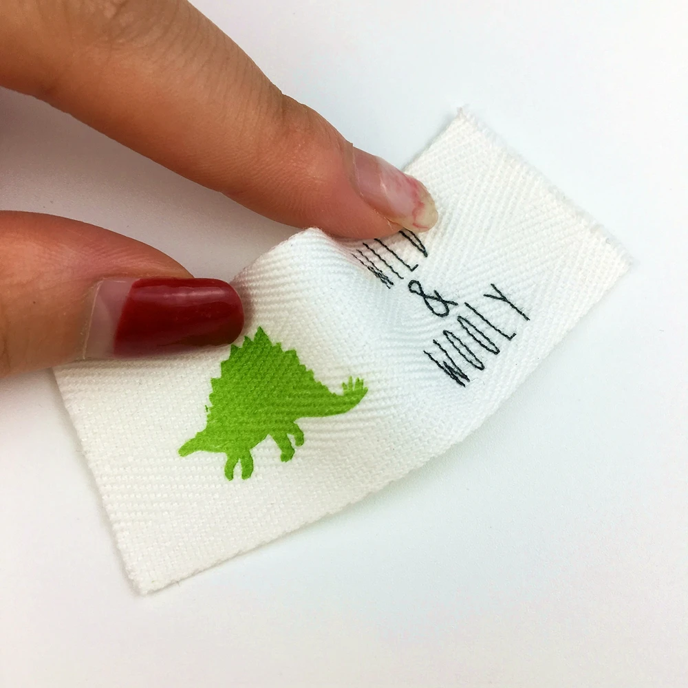 
printed soft 100% organic cotton labels clothing main label custom cotton label for garments and hats 