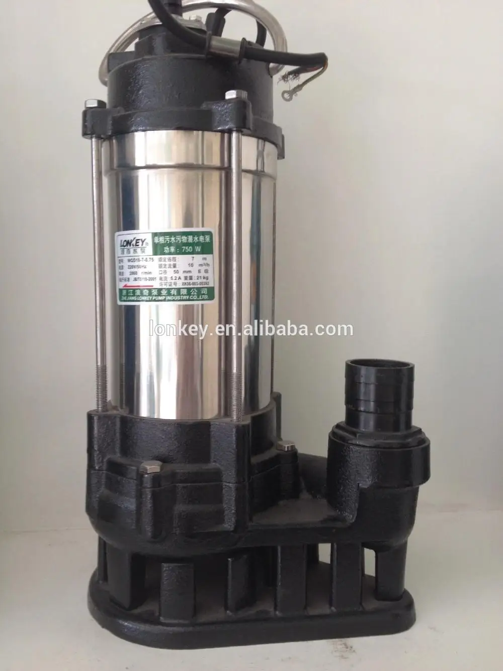 Sewage waste electric submersible water pump