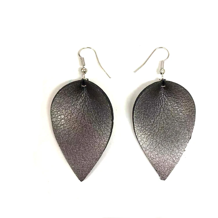 Factory Price 2022 Vintage Earrings Silk Luster Grace Smooth Leaf Leather Earrings