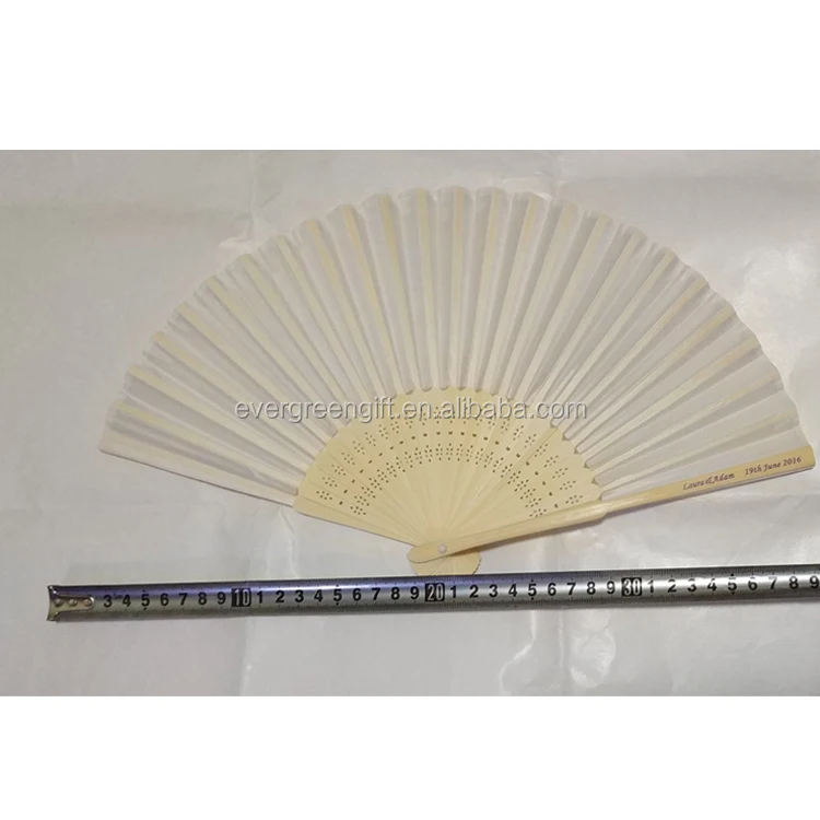 free shipping 8.25inch 21cm white Chinese Folding Bamboo Silk Hand Fans with printing bride and groom name