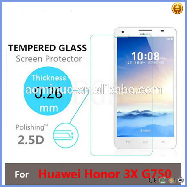 Paypal Acceptable Mobile Phones Accessories Anti-scratch Premium Tempered Glass Screen Protector for Huawei Honor 3x G750