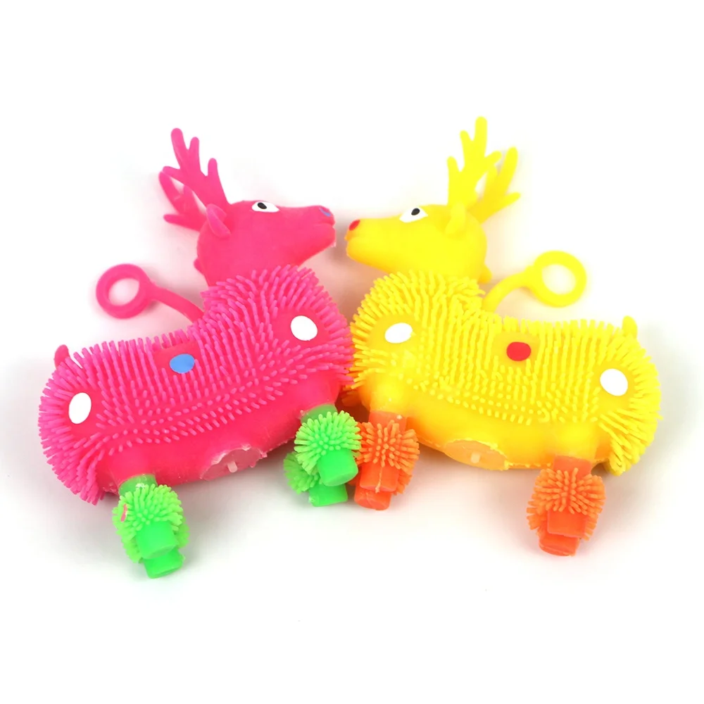 
Creative TPR soft fluffy puffer ball cute tpr deer rubber toy animals 
