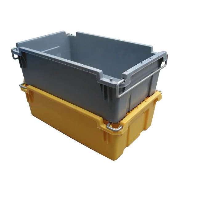 720*430*240mm Plastic crate Heavy Duty with 2 Side Steel Handle for Moving House