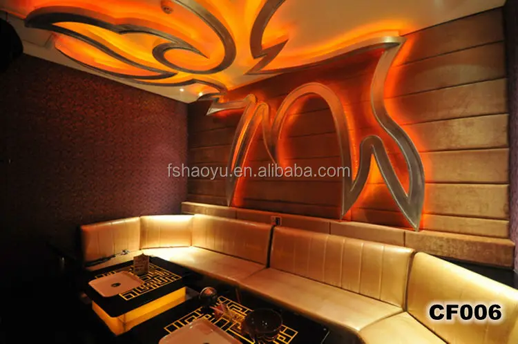 Желтый клубный диван из искусственной кожи, круглый диван, стул для дискотеки (CF012)