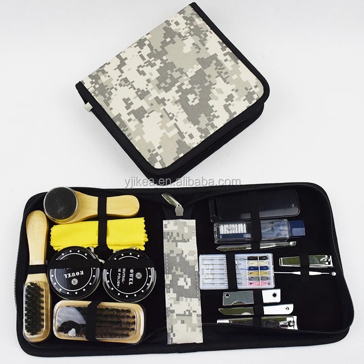 
Army Shoe Shine Kit Set With Coloful Pouch Travel Army Shoe Polish Kit 