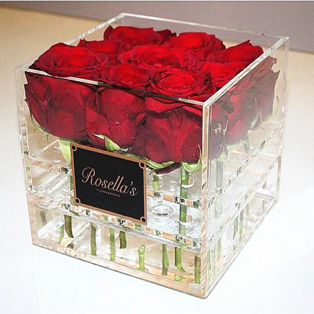 Factory OEM/ODM service clear acrylic box preserved roses in box (60695372132)