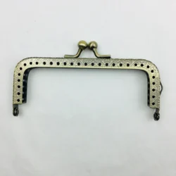 Wholesale 10.5cm Square Printing Double Side Ear DIY Sew In Handbag Bronze Coin Metal Purse Frame