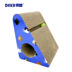 DEKU Ultimate Scratching Post Triangle Shape Cardboard Cat Scratchers Carton Customized Logo OEM Pet Toys CATNIP Toys CN;GUA
