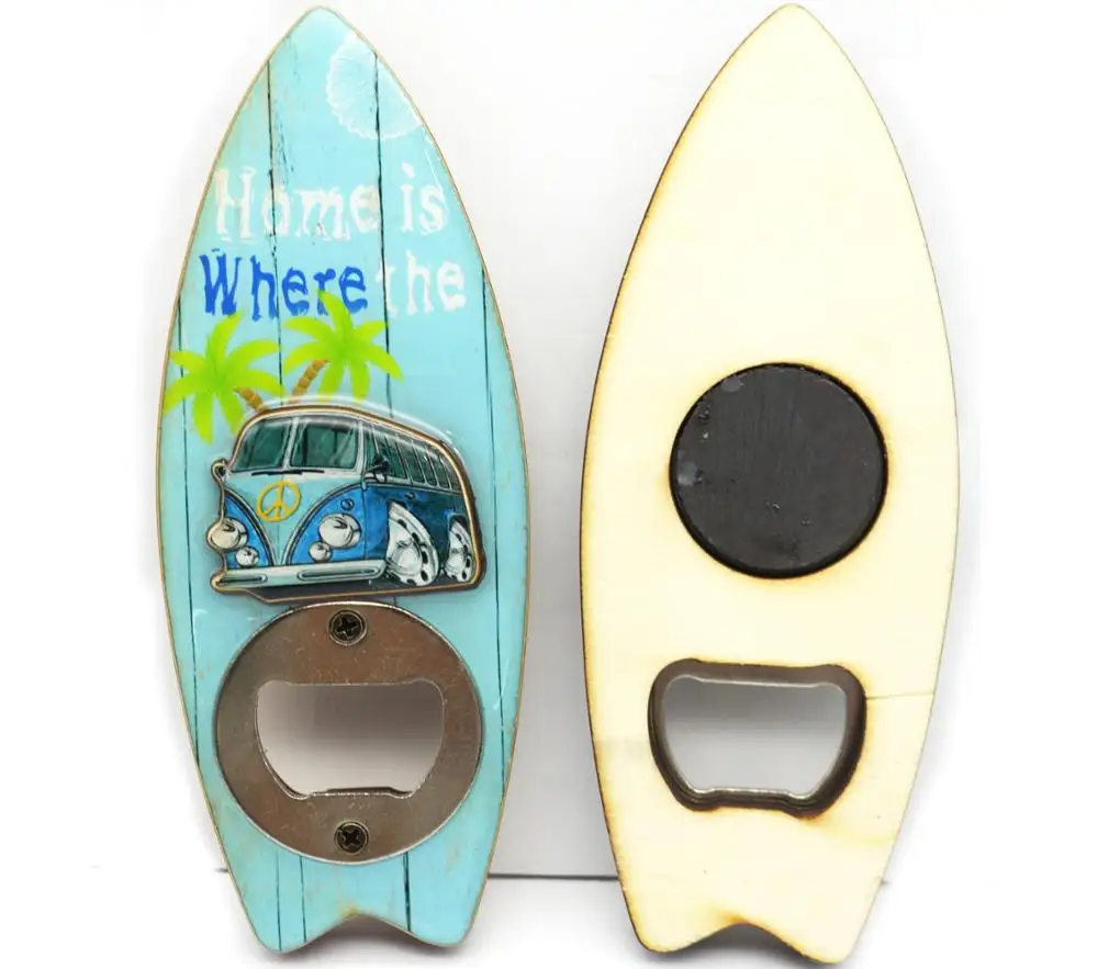 custom surf board  3D effect wood wine opener
