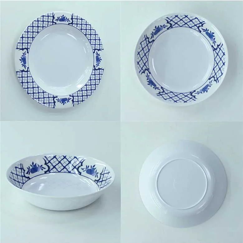 22 pcs multi shape China blue-white super ware tableware set melamine dinner sets