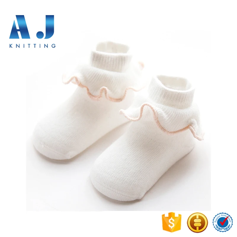 AJ 18327 Infant Toddler Baby purple Frilly Lace Trim Socks