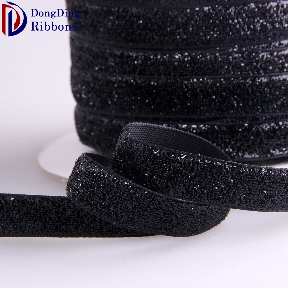 1.5cm Black Nylon Velvet Glitter Ribbon for Garment Accessories