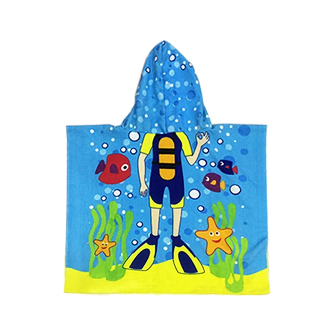 
Custom Logo Kids Beach Hooded Poncho Towel Knitted Boys Girls Mermaid Towels For Children 
