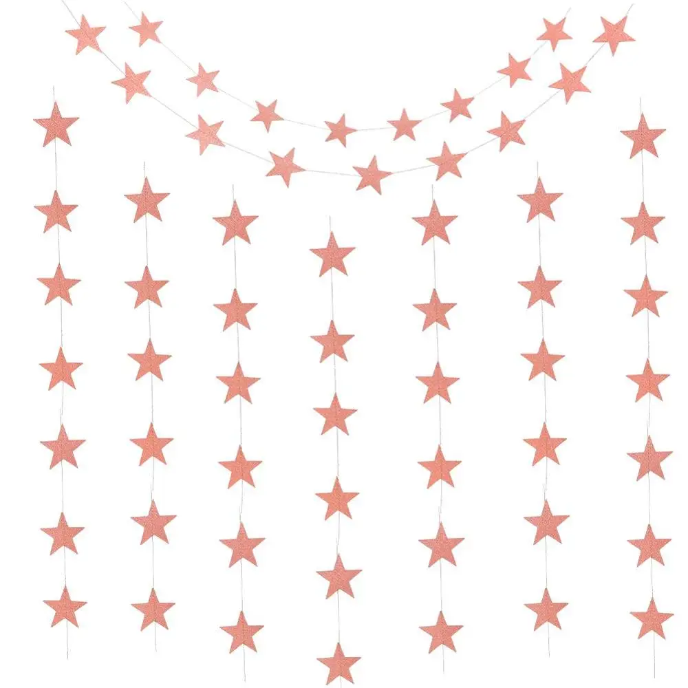 
Rose Gold Party Supplies Rose Gold Glitter Grand Paper Dots Star Streamers Hanging For Bachelorette 