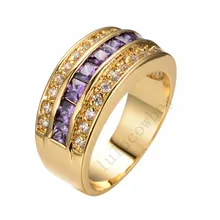 Size 9 10 11 12 Four Colors CZ Women Wedding Band 14KT Yellow Gold Filled Fashion