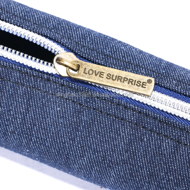 Dongguan factory direct sale jeans fabric pencil case/hot sell durable jeans pencil case/primary school case jean pen pouch