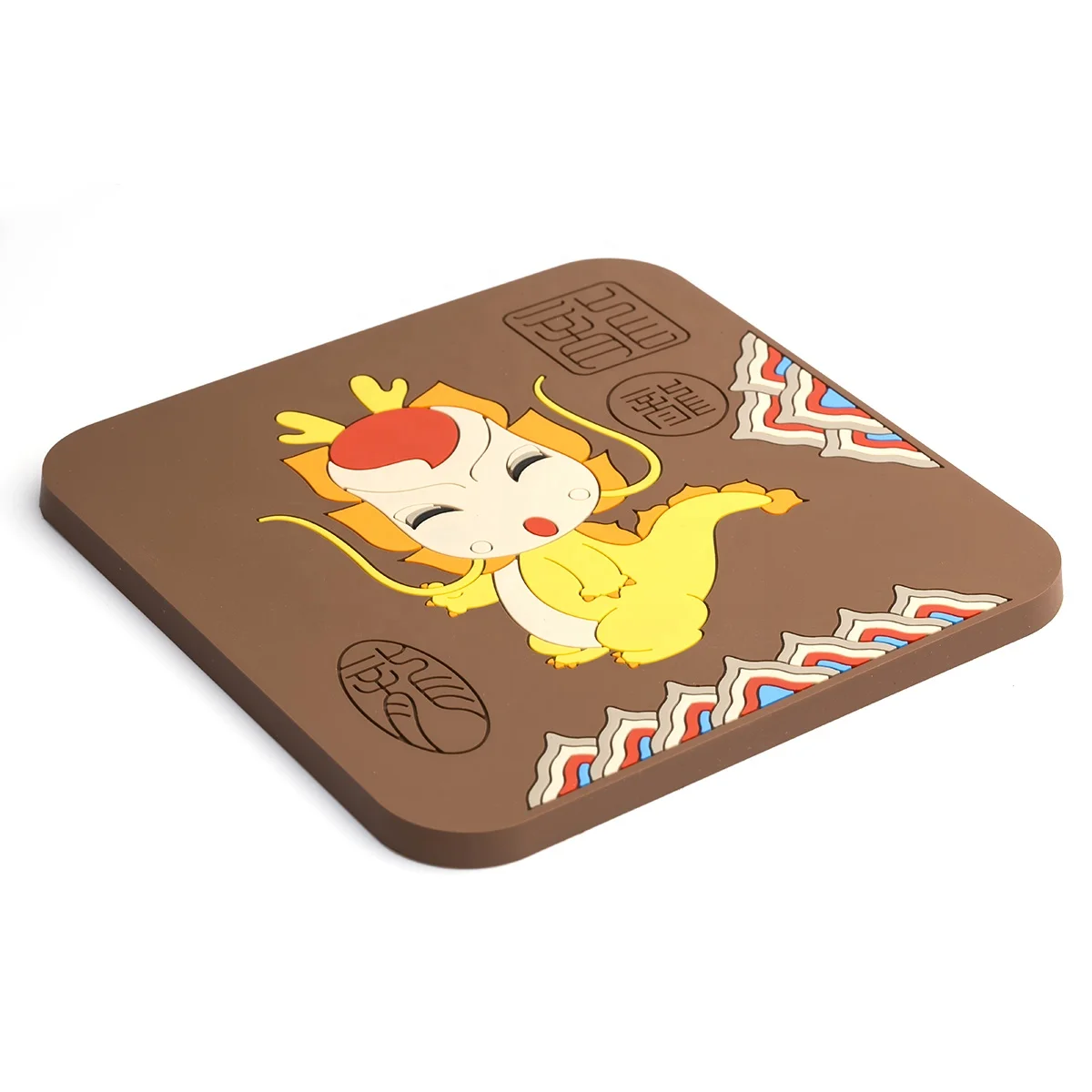 
Cute cartoon cheap soft PVC rubber square beer cup custom shape coasters 