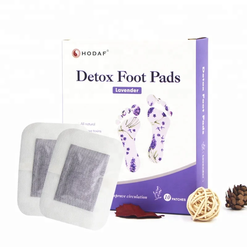 
70% Bamboo vinegar powder lavender ginger foot pads wholesale toxin remover detox foot patch cleaning detox foot pad 