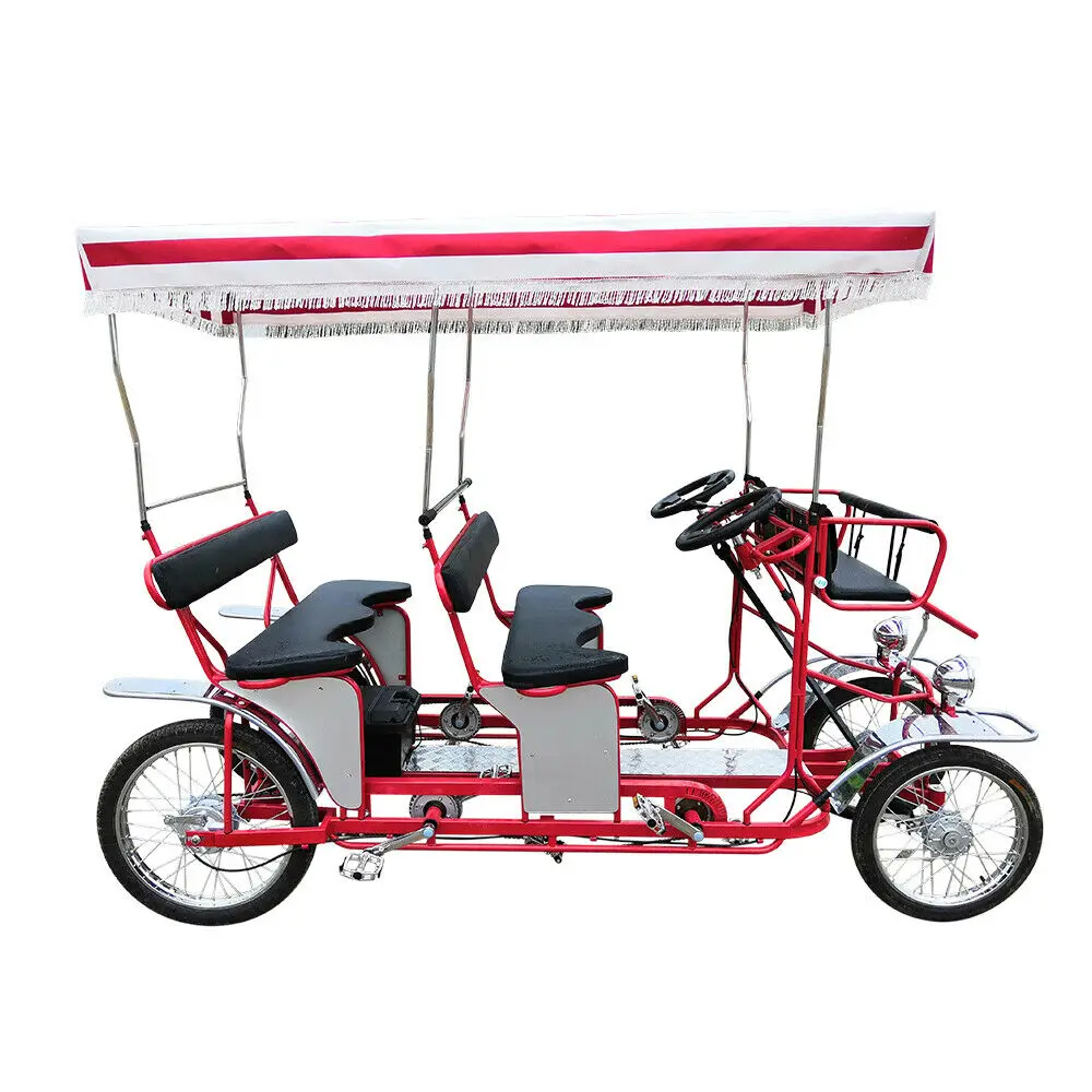 MANUFACTURER BEST QUALITY Surrey Sightseeing 4 seater  TANDEM Bike with led lights  special transportation BICYCLE