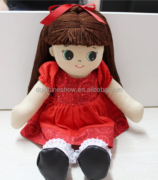 Beautiful Red Dress up Stuffed Plush Human Girl Baby Doll Toys Custom OEM Pretty Handmade Soft Plush Rag Doll