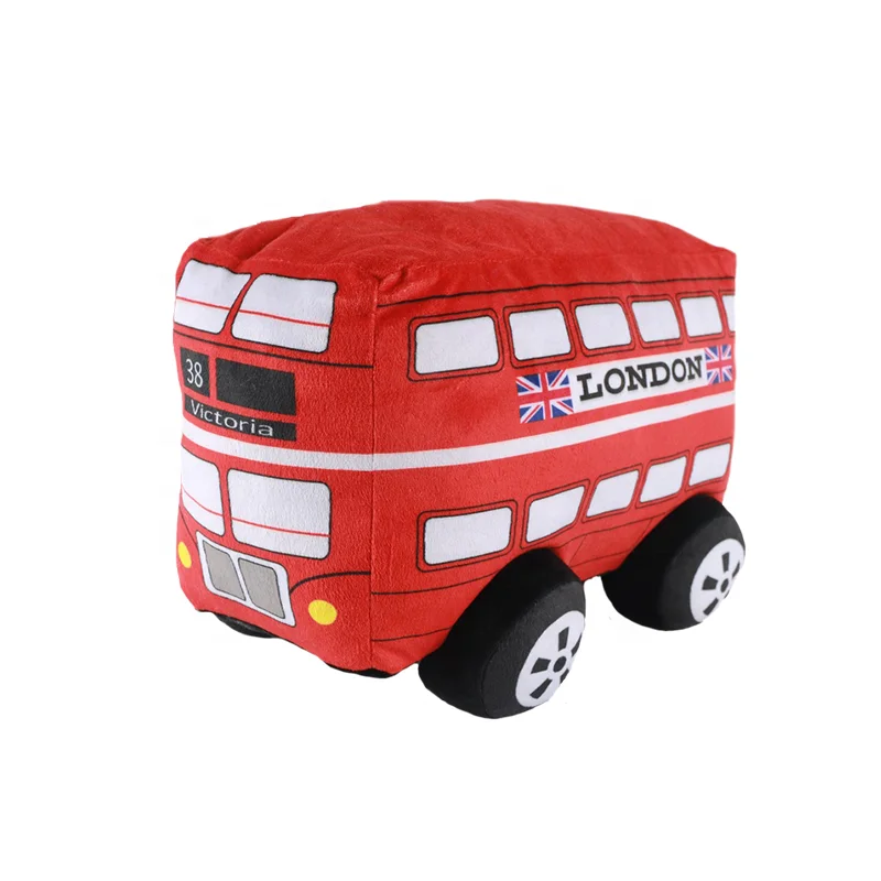 Popular wholesale soft school bus stuffed plush toy car promotion London bus