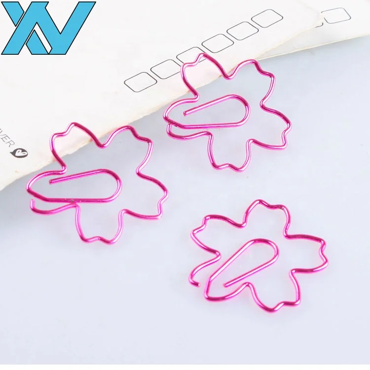 Fancy pink flower cherry shape sakura design paper clips in printing paper box