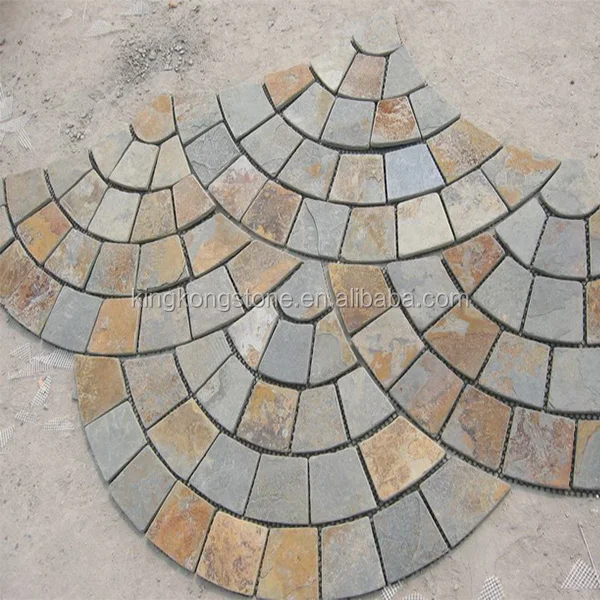 
Rusty Fan Shaped Slate Outdoor Paving Curb Stone 