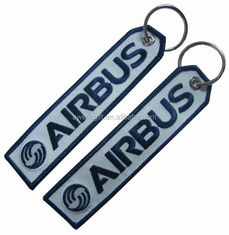 Factory Price Personalized Wholesale Custom Fabric Embroidery Patch Key Ring Tag Embroidered Key Chain Crew Keyring Keychain