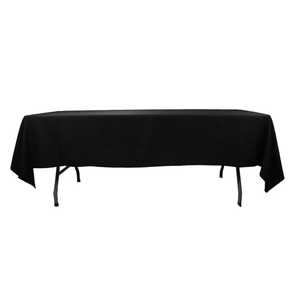 90 x 156 дюймов черный полиэстер прямоугольник скатерть скатерть для свадьбы банкет в моющиеся