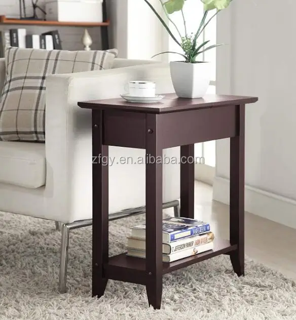 Convenience Concepts American Heritage Flip Top Wood Side End Table with shelf, White,Espresso,Black
