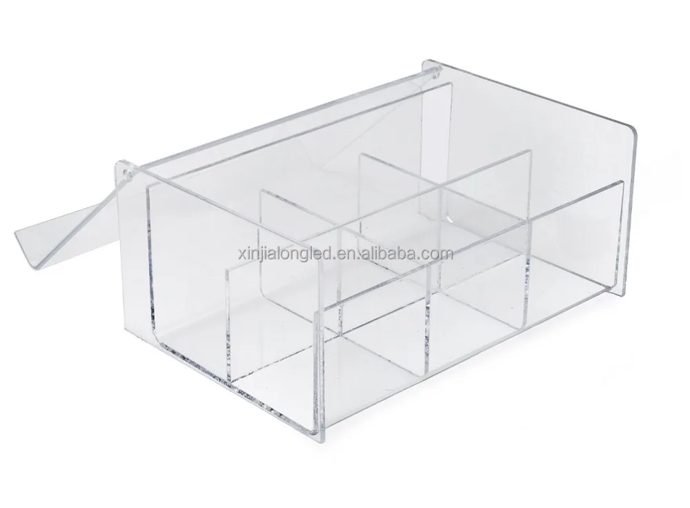 Plexiglass Tea Bag Box with 6 Divider 6 Compact Tea Bag Organizer Acrylic Tea Bag Holder