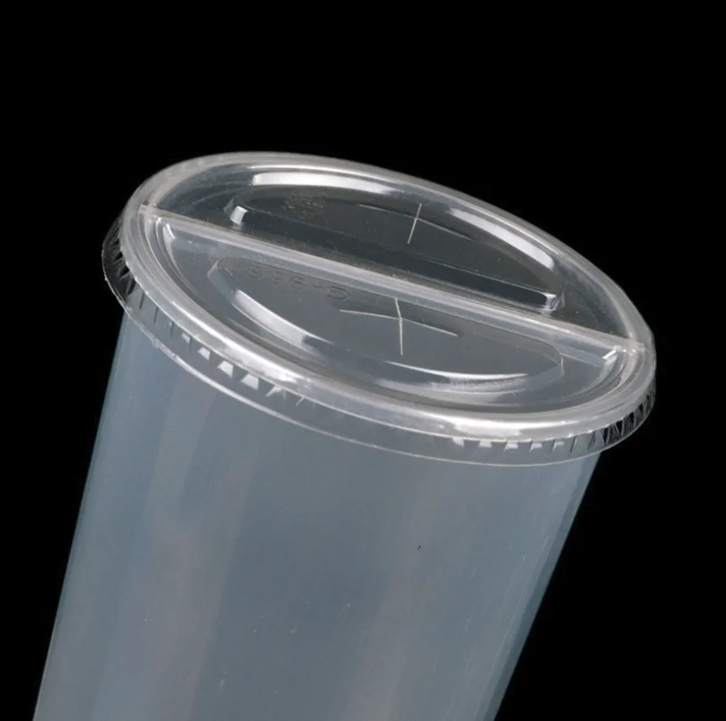 Personalise Large PP 600ml 700ml Plastic Boba Bubble Tea Split Cup With Straw Lid