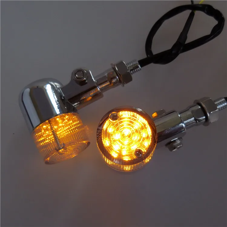 Aluminum Vintage Classic Motorcycle Amber Turn Signals LED Indicators Blinkers Lights CAFE RACER