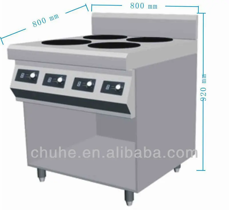 
Commercial electric range with 4 burners and one oven 