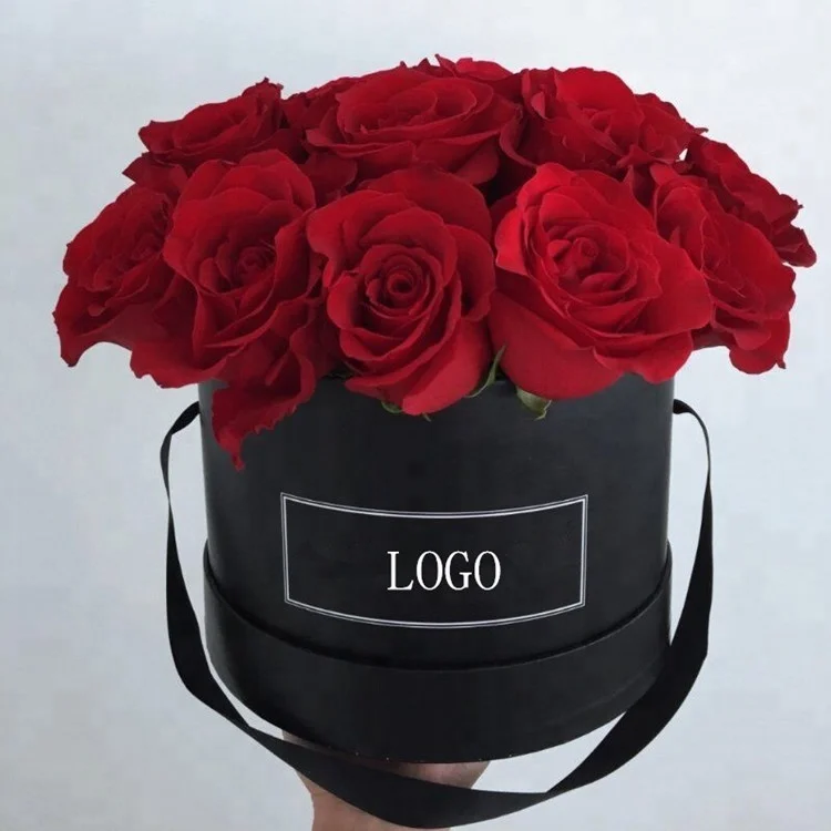 Custom LOGO luxury wedding flowers package round flower box for gift