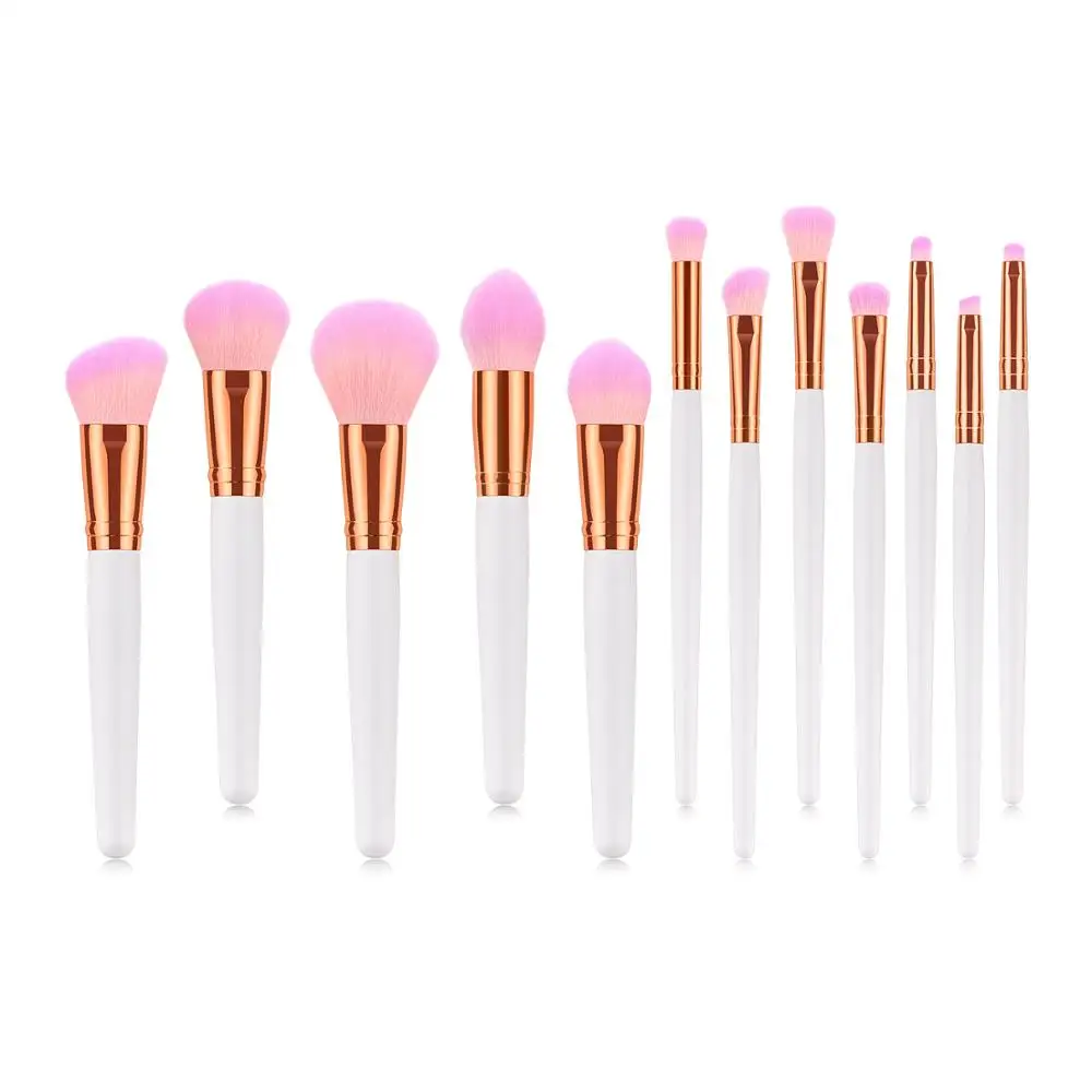 12pcs Luxury white handle Cosmetic Brushes Set makeup brush set With Private Logo with free sample