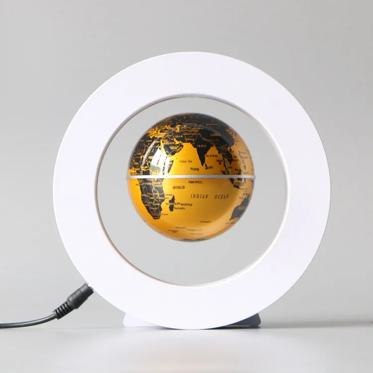 Магнитный шар для домашнего декора, волшебный вращающийся плавающий шар со светодиодной подсветкой O-образной формы, 4 дюйма, белая основа, США/ЕС/Великобритания/Австралия