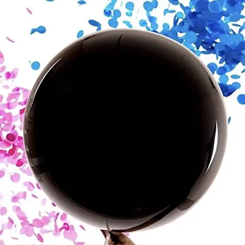 
36 Inch Baby Gender Reveal Balloon Big Black Balloons with Pink and Blue Confetti Packs for Boy or Girl Baby Shower 