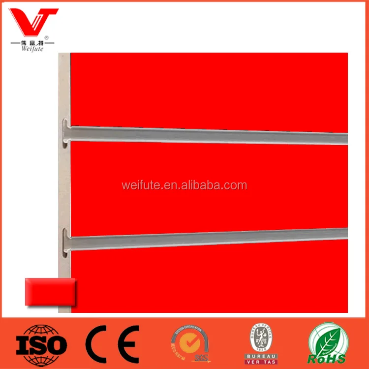 Special Red Color Melamine Slatwall MDF Slotted Board Panel