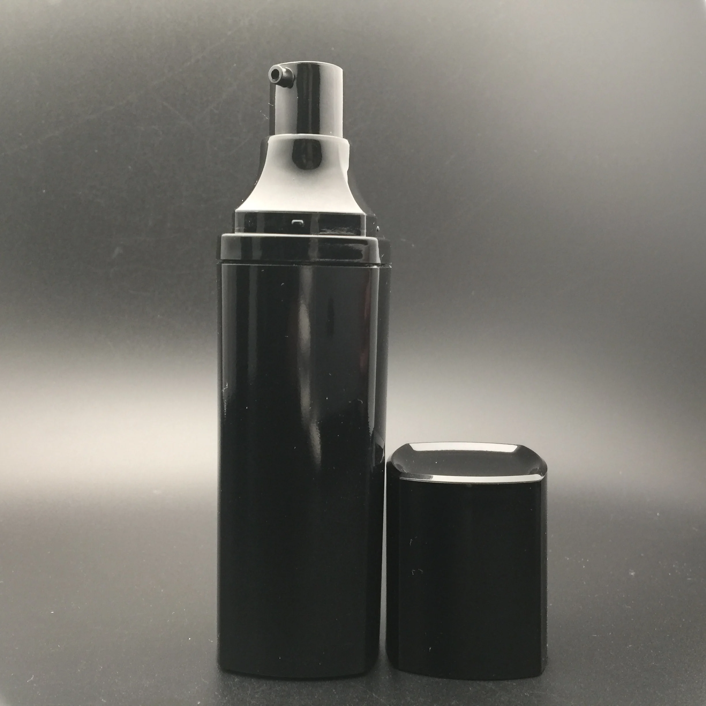 luxury black square acrylic vacuum airless pump cosmetic bottle for liquid foundation