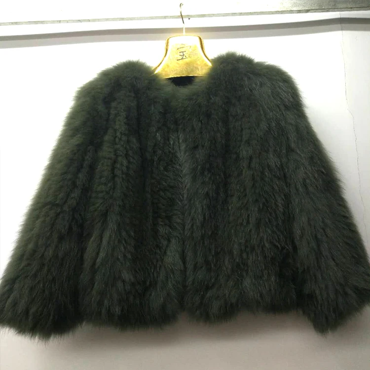 Wholesale Fox Fur Jacket Coat Hand Knit Women Real Fox Fur Winter Coat Custom Winter Lady Fur Coat