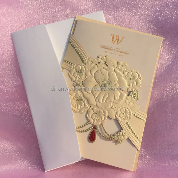 2017 New embossing flower laser cut wedding cards invitation