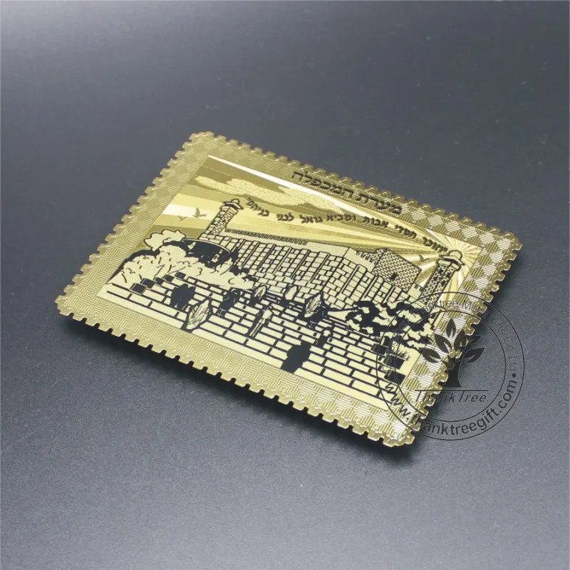 
2017 hot sale logo engraved textured golden metal Judaic card personalized souvenir gifts 