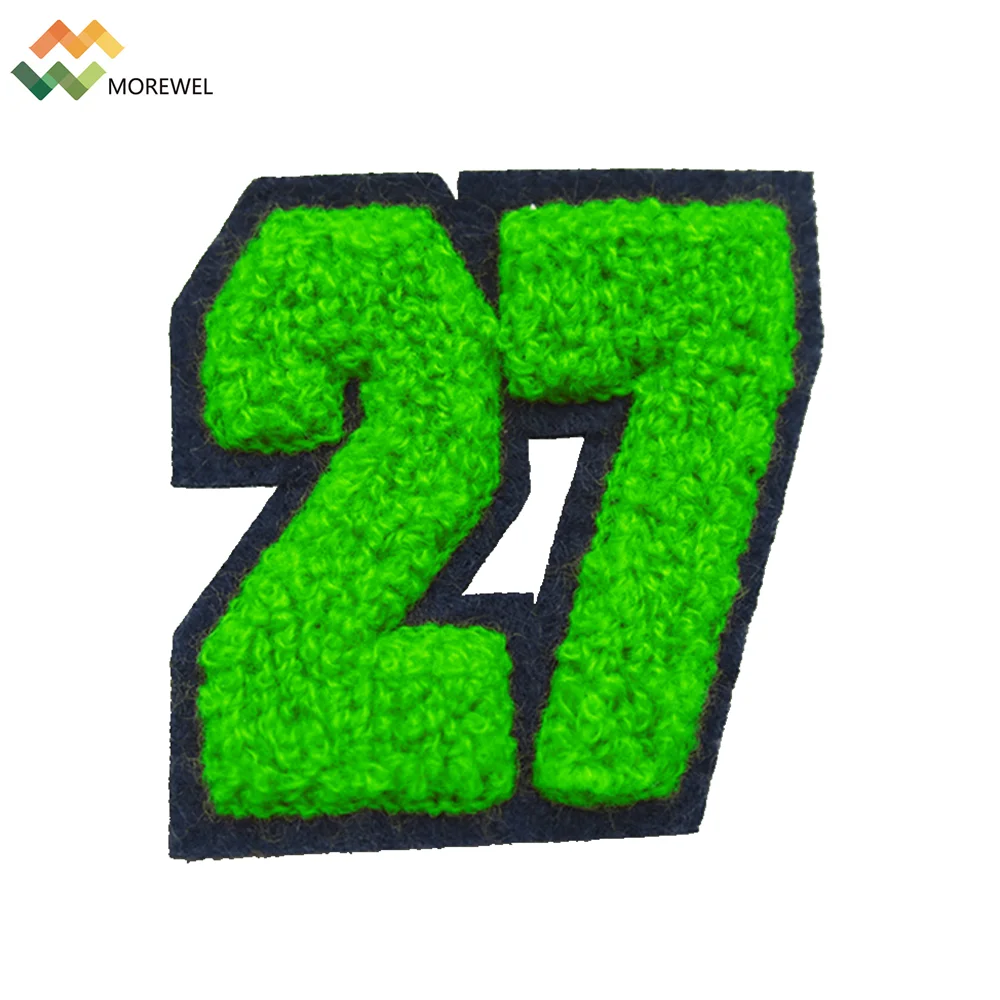 Wholesale 3D chenille patch towel embroidered patches letters applique for sweater