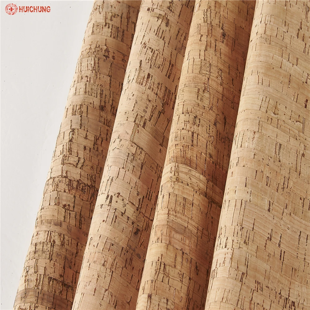 Leather for Bags and Shoes Cork Fabric Different Grade Factory Natural Cork Material Natural Color Slub Pattern B Grade Huichung